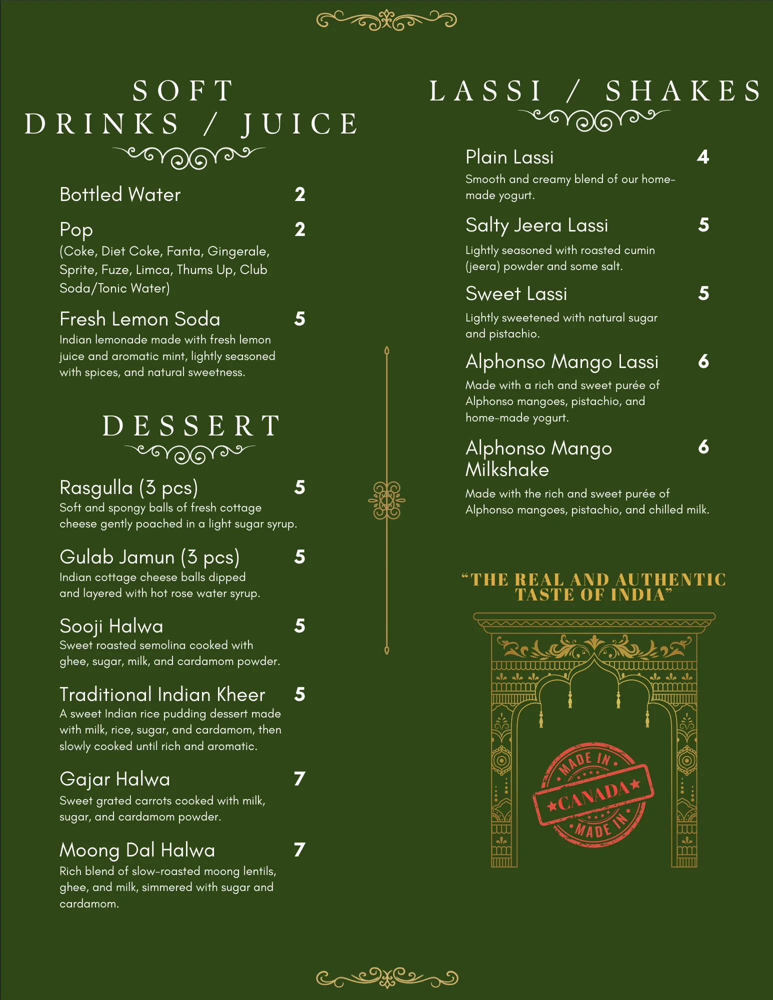 Amritsari Kulcha Hut Dine-In Menu Page 6